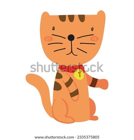 vector cute cat cartoon characters illustrations set. cats with heart shaped noses, happy fluffy