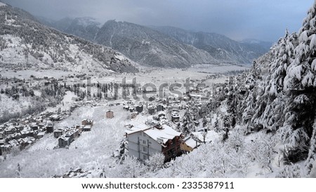 Landscape Image of Manali Covered in Snow | Manali in Winters covered in Snow | Hillstation covered in heaps Snow Royalty-Free Stock Photo #2335387911