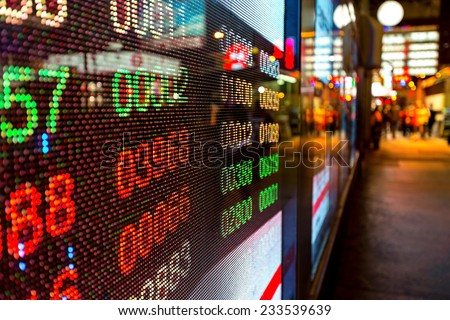 Hong Kong display stock market charts Royalty-Free Stock Photo #233539639