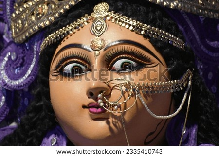 Maa Durga or Maha Kali or Adi Parashakti or Bhavani are the different names given to the same Divine Shakti. She is the consort of Shiv. Durga is deity of Hindu, Royalty-Free Stock Photo #2335410743
