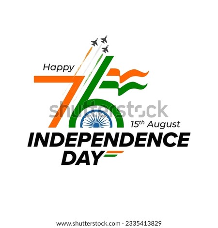 76th Indian Independence Day Typographic design vector illustration Royalty-Free Stock Photo #2335413829