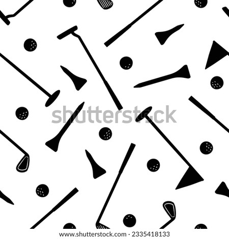 Golf seamless pattern. Golf club and golf balls vector illustration pattern background. 