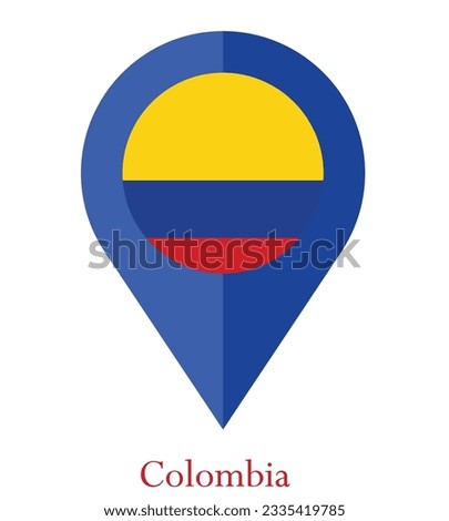 Flag of Colombia, Flag of Colombia Map pointer icon. Vector illustration flag pointer.