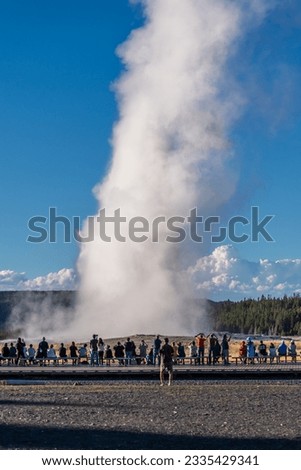 Old Faithful geyser eruption at Yellowstone Royalty-Free Stock Photo #2335429341