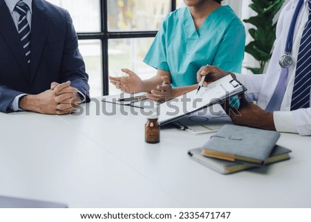 The doctor explained the patient's symptom and how to treat and care in detail to the patient. including drugs used to treat diseases drug side effect.