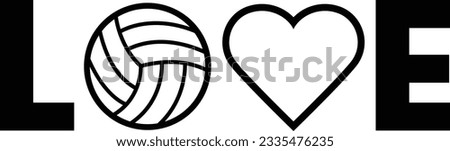 Love with volleyball and heart icon (Editable) - Vector Illustration