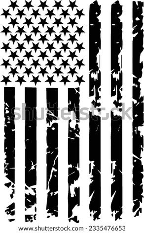 American Flag one color textured look (Editable) - Vector Illustration