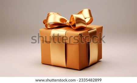 Real gold gift photo with gold ribbon, blank white background, Distinctive gift boxes, Gift box set Royalty-Free Stock Photo #2335482899