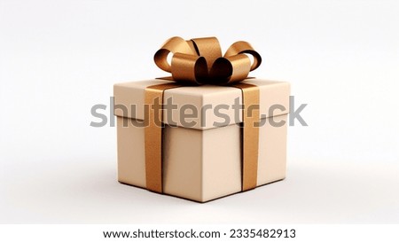 Real gold gift photo with gold ribbon, blank white background, Distinctive gift boxes, Gift box set, White gift Royalty-Free Stock Photo #2335482913