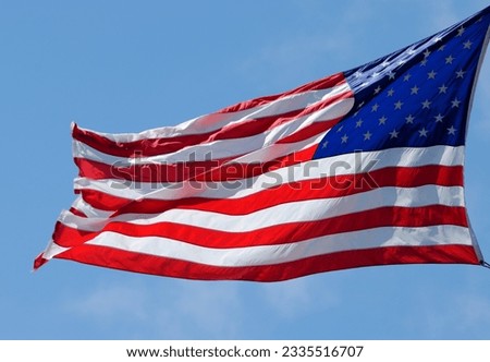 American Flag waving in the wind at Florida, USA.