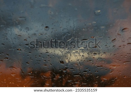 rainy weather on window, beautiful raindrops