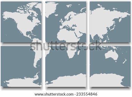 World map made of tiles casting shadow