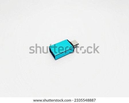Type-C Male to USB Adapter, Converter Type-C on isolated white background. Flash disk adapter to type c