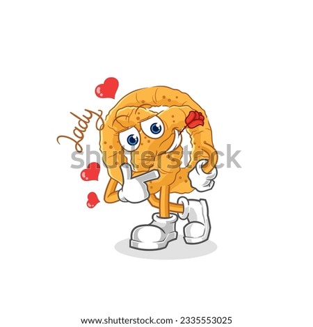 the pretzel flirting illustration. character vector