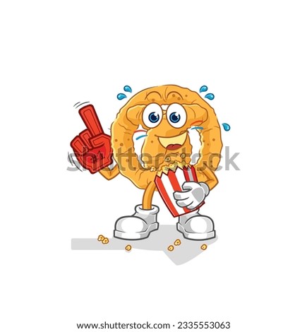 the pretzel fan with popcorn illustration. character vector
