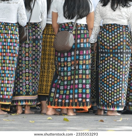 Traditional Woven skirt from Manggarai, East Nusa Tenggara, Indonesia. Selective focus.