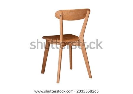 Wooden chair isolated on white background with clipping path. View from the side offset to the back Royalty-Free Stock Photo #2335558265