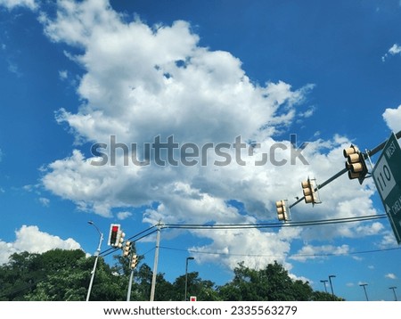 Summer Sky with  White Clouds around Nice Green Nature Scenery Views