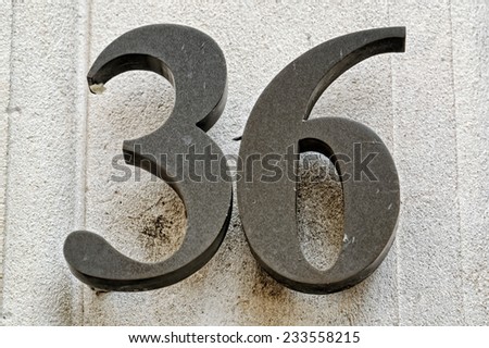 Number 36 on a wall