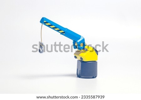 Toy crane on white background