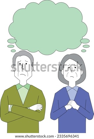Illustration of elderly men and women thinking about anxiety