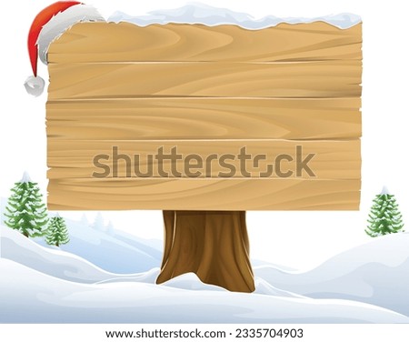 A Santa hat Christmas cartoon wooden sign