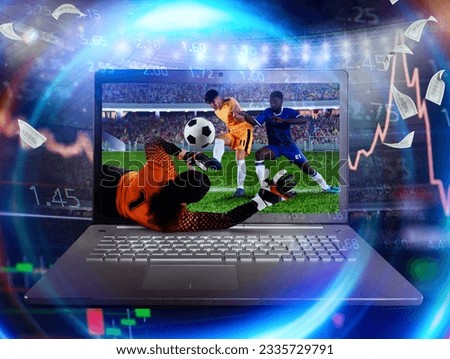 Online football bet and analytics and statistics for soccer game Royalty-Free Stock Photo #2335729791