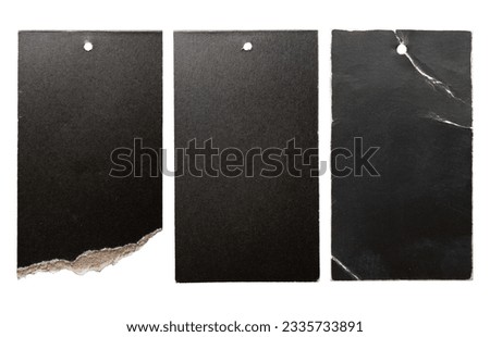 Black paper product label price tag on white background with clipping path