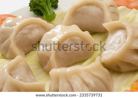 Dumpling. Is a popular Chinese-Japanese delicacy all over Japanese. Arabic, Chinese cuisine pictures, isolated on White background.