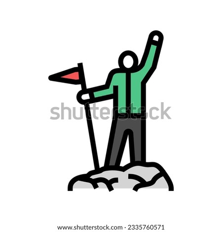 flag mountaineer top color icon vector. flag mountaineer top sign. isolated symbol illustration