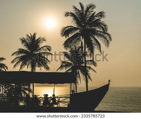 Silhouette of a boat shaped restaurant  