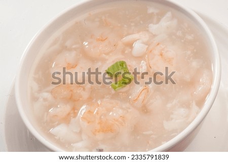 SeaFood soup. Prawn. squid. crab meet..Is a popular Chinese-Japanese delicacy all over Japanese. Arabic, Chinese cuisine pictures, isolated on White background..