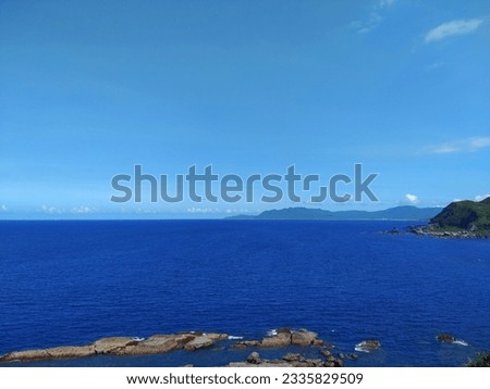 The view of the Bitou Cape with cliff and  wave-cut platform on the coast in New Taipei City in Taiwan Royalty-Free Stock Photo #2335829509
