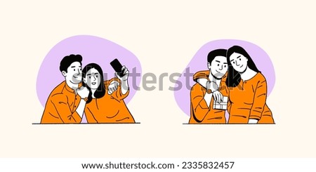Indian brother and sister celebrating Raksha Bandhan festival editable vector illustration for digital banner design. Royalty-Free Stock Photo #2335832457