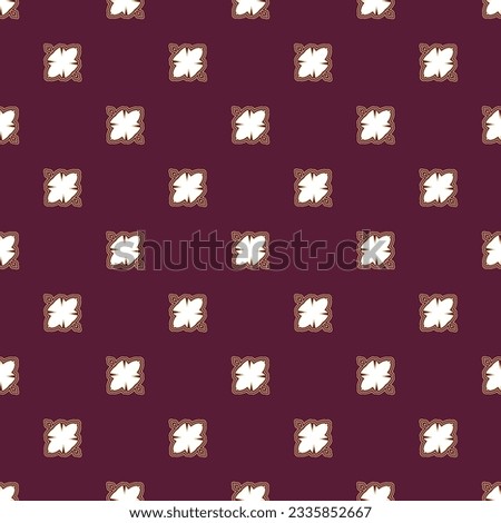 Abstract seamless pattern with decorative elements, abstracts white floral element on burgundy background for Design, Wallpaper, Fashion Print, Trendy Decor, Home Textile, Retro Decor. Vector.	