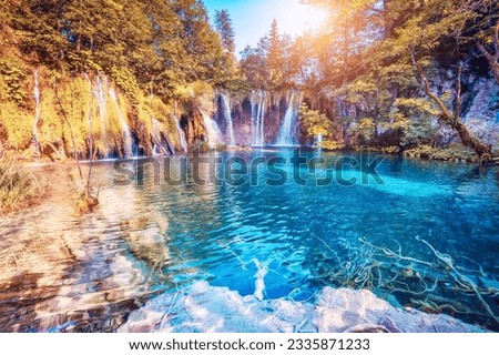 beautiful waterfall with clear water 