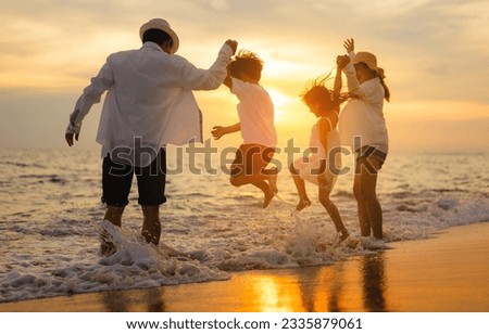 Happy family enjoying together on beach on holiday vacation, Family with beach travel, People enjoying with holiday vacation, High quality photo