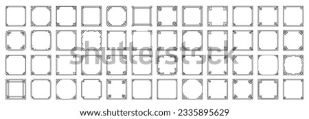 Big set of Chinese frames in traditional style. Vector illustration of Asian vintage black frames isolated on white background. For decoration of banners, holiday cards and Asian culture products. 