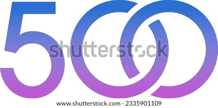 lilac-blue 500 number logo on white background. 500 number logo with interlocking rings Royalty-Free Stock Photo #2335901109