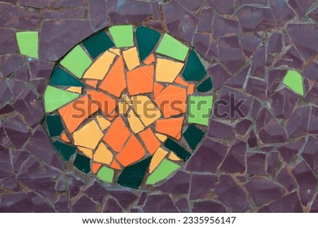 Texture of broken tiles. Modern tiled wall