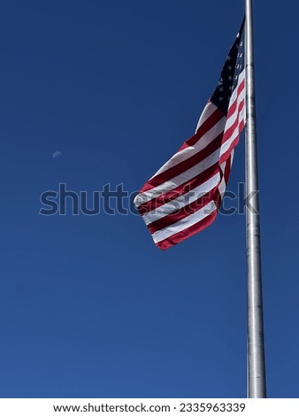 Little moon that never went to bed.  God Bless America. (American Flag)