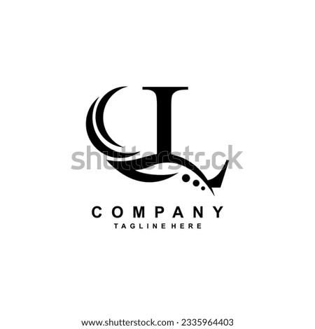 luxury black L logo design with pretty swoosh feathers. monogram logo. suitable for company logos, businesses, boutiques, salons, beauty, brands, etc.