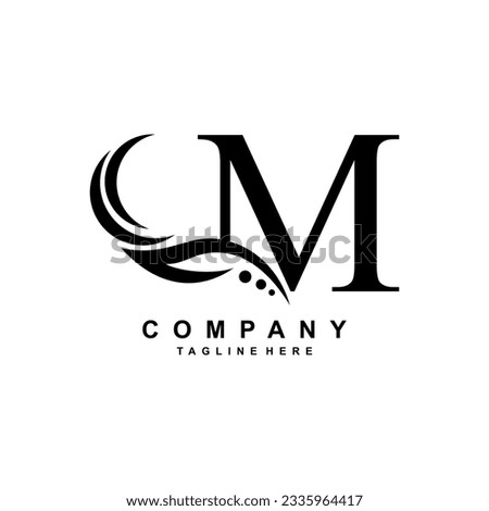 luxury black M logo design with pretty swoosh feathers. monogram logo. suitable for company logos, businesses, boutiques, salons, beauty, brands, etc.