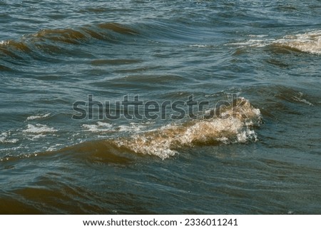 Image of river waves, outdoor recreation, natural background.