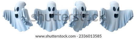 3d render of spooky ghost in blank background for halloween celebration