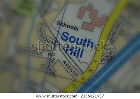 South Hill near Southampton in Hampshire, England, UK atlas map town name tilt-shift