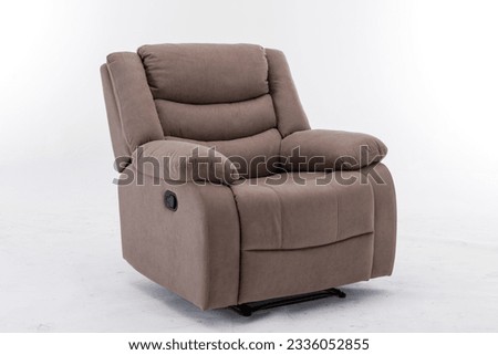 Brown Leather recliner chair isolated on white background, Comfortable Modern Recliner Sofa on Minimalist and Modern Home, Brown reclining chair isolated, 
Brown luxury leather recliner sofa Royalty-Free Stock Photo #2336052855