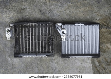 Car air conditioning evaporator coils
repair and service.  Royalty-Free Stock Photo #2336077981