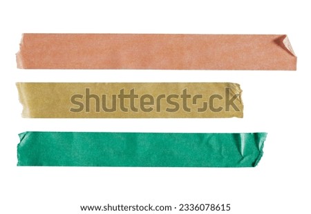Long orange, yellow and green paper tape on white background with clipping path Royalty-Free Stock Photo #2336078615