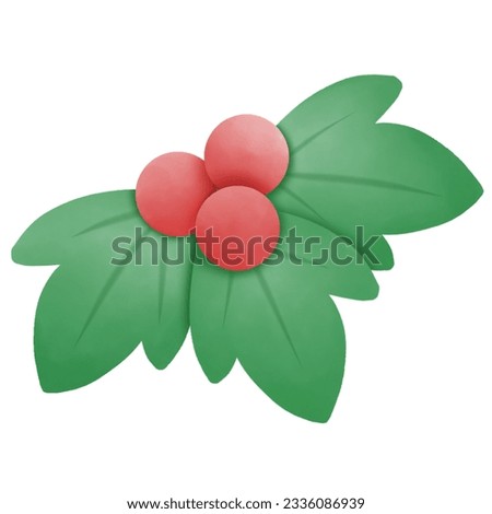 A cartoon drawing of a holly tree used for a Christmas-related work.